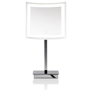 Chrome Mirror Image Single-Sided Rectangular LED Lighted Magnified Warm Make-up Mirror