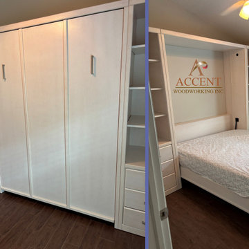 Savona Panel Queen Vertical Murphy Wall Bed in Whitewash on Maple