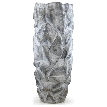 Mountainous Polyresin Vase, Stone, Large