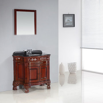 OVE Decors Buckingham Dark Cherry Vanity With Black Granite Top