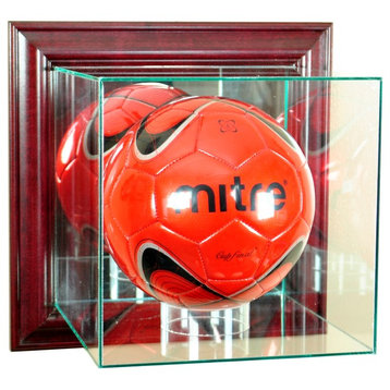 Wall Mounted Soccer Display Case, Cherry