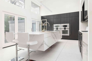Example of a minimalist kitchen design in Chicago