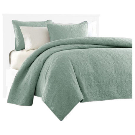 Madison Park Microfiber Coverlet Mini Set, Seafoam