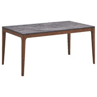 Pemberly Row Contemporary Rectangular Wood Dining Table in Stone/Walnut ...