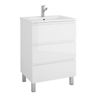 24 Triadsville Corner Shape White Bathroom Sink Vanity With