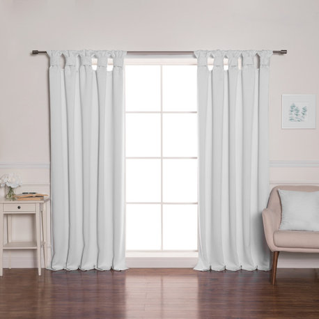 BANDTAB -Thermal Insulated Blackout Knotted Tab Curtain Set, Vapor, 52" W X 84"