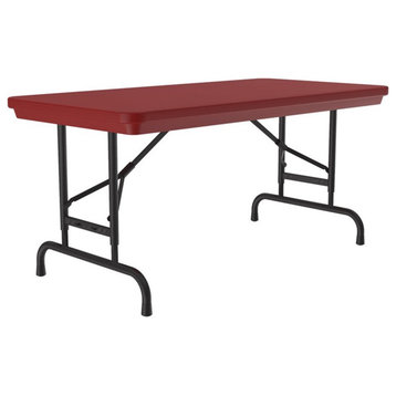 UrbanPro 22-32" Adjustable Plastic Resin & Steel Folding Table in Red/Black