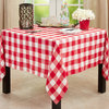 Cotton Blend Black And White Plaid Tablecloth, Red/White, 70"x70"