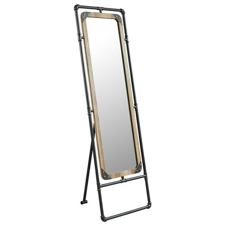 Furniture of America Regalo Metal 51-Inch Standing Mirror in Sand Black