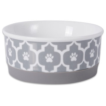DII Pet Bowl Lattice Gray Small 4.25dx2h