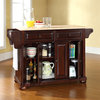 Alexandria Natural Wood Top Kitchen Island, Vintage Mahogany Finish