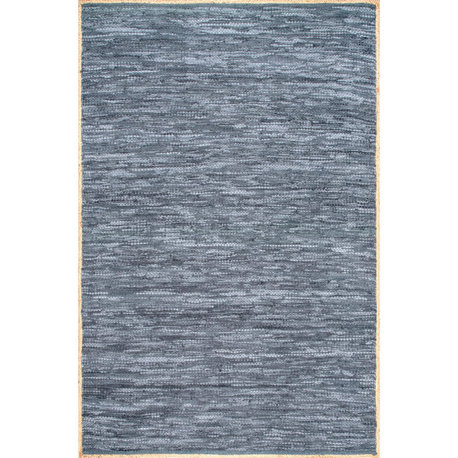 Nuloom Hand Woven Leather, Blue 3'x5'