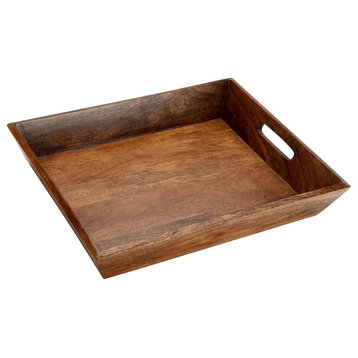 Serving Tray, 17 x 12", Rectangular Tray Collection, Wooden Tray With Handle