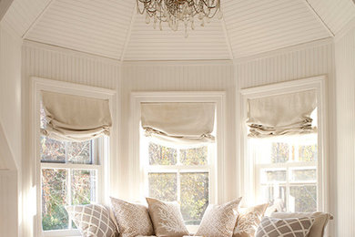 Small elegant formal and open concept carpeted living room photo in DC Metro with white walls, no fireplace and no tv