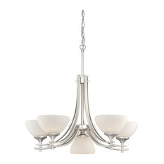 Vaxcel Sebring Brushed Nickel and Frosted Opal Glass 6-Light Chandelier
