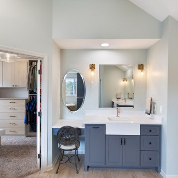 Contemporary Farmhouse Primary Bath + Closet Remodel Olathe, KS