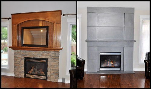 Polished Concrete Fireplace Surround Before And After