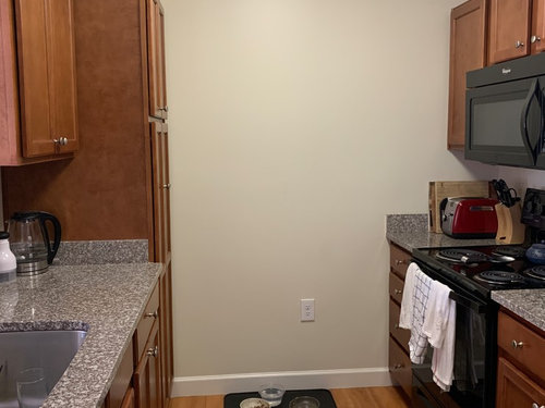 large blank wall in kitchen