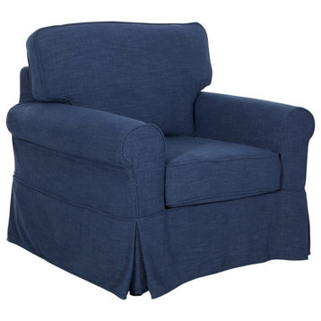 OSP Home Furnishings Ashton Chair with Navy Blue Fabric Slip Cover