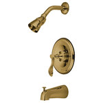 Kingston Brass - Kingston Brass KB1632CFL Century Tub & Shower Faucet, Polished Brass - Kingston Brass KB1632CFL Century Tub & Shower Faucet, Polished BrassBy interweaving classic design and contemporary curvature, timeless sophistication is embodied within this tub and shower faucet. Complete with an easy-to-turn lever handle, an optimum bathing experience awaits. Enjoy the sturdy brass construction and premium polished brass finish for a fixture that will last for years to come. A pressure balanced valve is included for safety and protection against accidental burns.Product Dimension : 62"L x 7.38"W x 7"H, Item Weight (lbs) : 6.85