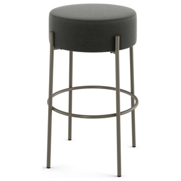 Amisco Clovis Stool, Charcoal Gray Polyester/Gray Metal, Counter Height