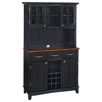 Homestyles Buffet of Buffets Wood Buffet with Hutch in Black