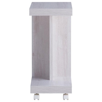 Furniture of America Vecker Modern Wood Mobile End Table in White Oak