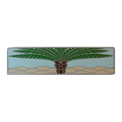 Inviting Home Inc. - Horizontal Royal Palm Pull, Antique-Style Pewter-Pale Blue - Cabinet And Drawer Handle Pulls