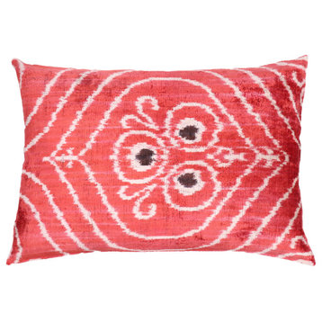 Canvello Handmade Red Floral Throw Pillows + Down Insert 16"x24"