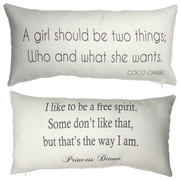 Coco Chanel/Princess Diana Royal Ivory Message Pillow