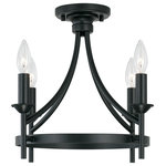 Capital Lighting - Peyton Four Light Semi-Flush Mount, Matte Black - The sharp lines and artistic arches of the Peyton 4-Light Dual Mount Pendant/Semi-Flush give a modern update to old world influence. The muted tone of the Matte Black finish allows the multi-purpose silhouette to take center stage.