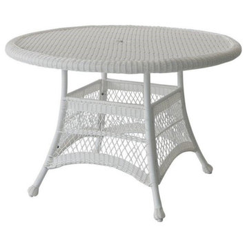 Jeco Resin Wicker 44" Round Dining Table in White