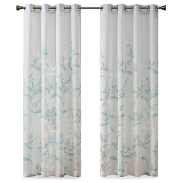 Madison Park Cecily Floral Burnout Window Panel, Green