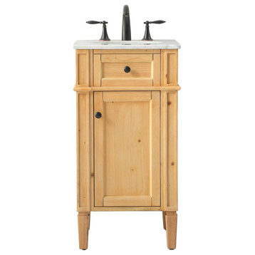 Elegant VF12518NW 18" Single Bathroom Vanity, Natural Wood