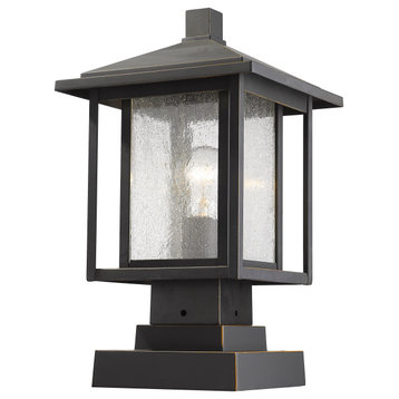 Z-Lite 1 Light Outdoor Pier Mounted Fixture Oil Rubbed Bronze 554PHMS-SQPM-ORB