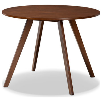 Alana Mid-Century Walnut Brown Finished Round Wood Dining Table