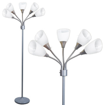 Medusa 5 Light Floor Lamp With White Acrylic Shades