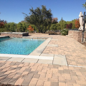 Interlocking Paver Pool Deck, Walls and Landscaping