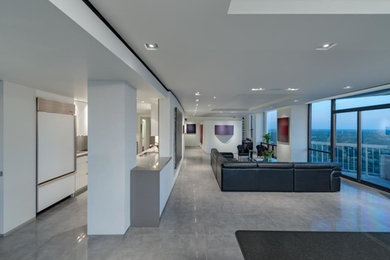 Photo of a contemporary family room in Houston.