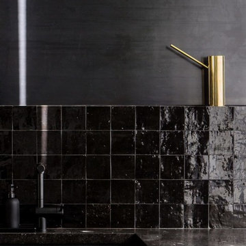 sleek zellige in nicole hollis' monochromatic san francisco kitchen redesign