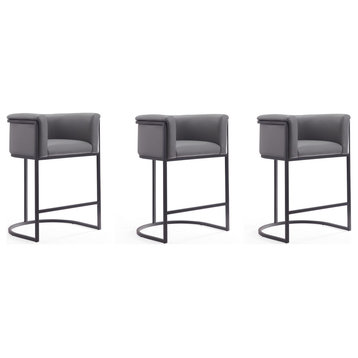 Cosmopolitan Counter Stool in Grey and Black (Set of 3)