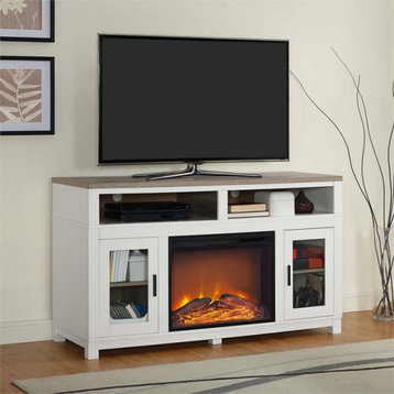Ameriwood Home Carver Electric Fireplace TV Stand in White