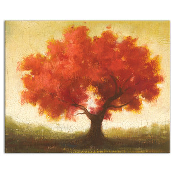 Cracked Paint Autumn Tree 20x16 Canvas Wall Art