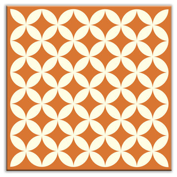 6"x6" Folksy Love Glossy Decorative Tile, Needle Point Orange