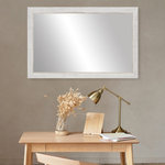 Frame My Mirror - Huntington Framed Wall Mirror, White, 26"x32" - The Huntington framed mirror would look right at home in a beach house or a farmhouse. The rustic finish features scored lines that run perpendicular to the frame edge to take this custom design from simple to spectacular.