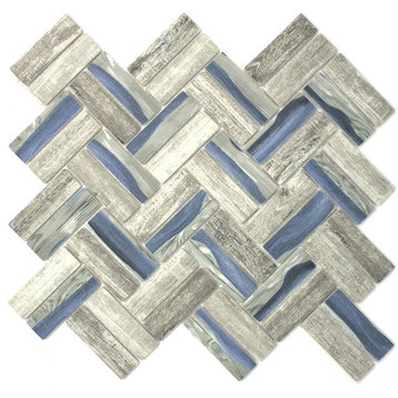 11.75"x11.75" Ula Recycled Glass Tile Mosaic Sheet, Blue
