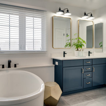 Blue Transitional Master Bathroom Woodbridge, VA