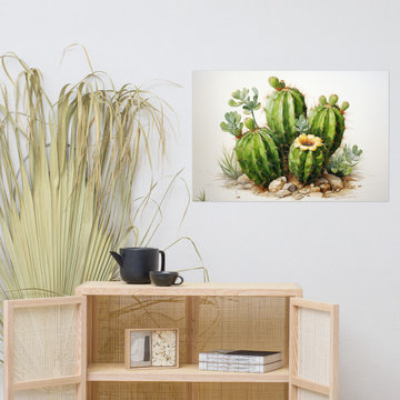 Cactus Garden Watercolor Digital Painting Loose Art Print