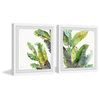 "Oh Banana Leaves II" Diptych Framed Painting Prints, 64"x32", 2-Piece Set