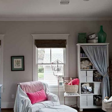 French Country Guesthouse with Bali Natural Woven Wood Shades from Blinds.com